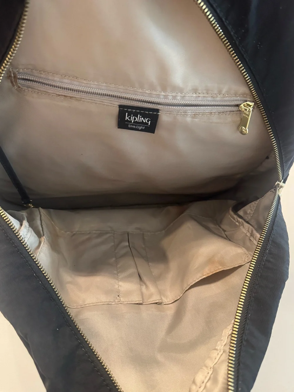 Kipling Black Nylon Backpack with Pom Pom Charm